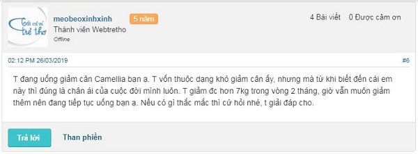 review trà giảm cân Camellia