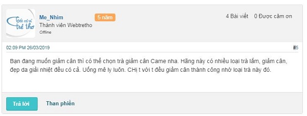 review trà giảm cân Camellia